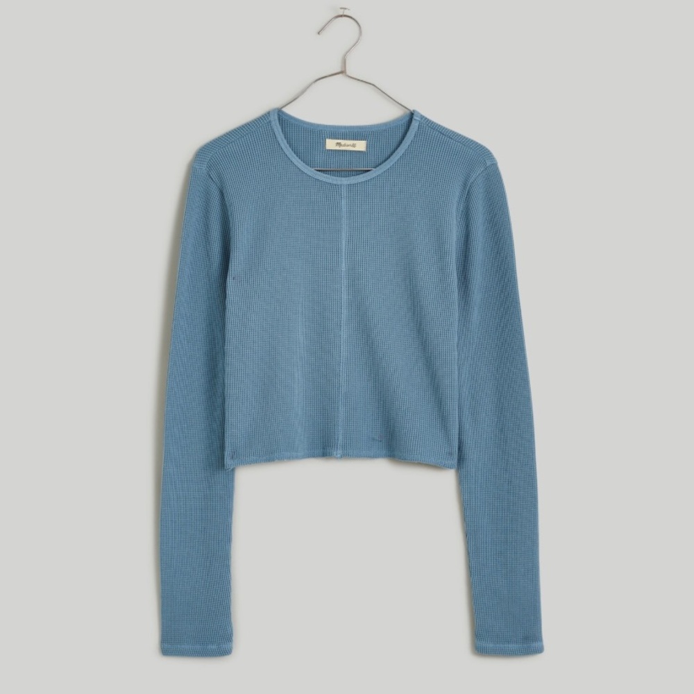 Waffle Knit Crewneck Crop Tee